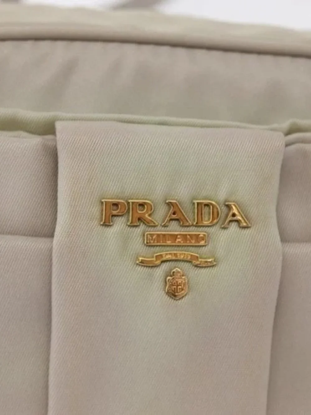 PRADA Shoulder Bag Nylon Ivory Gold Auth 168292 - Picture 12 of 16